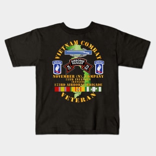 Vietnam Combat Vet - N Co 75th Infantry (Ranger) - 173rd Airborne Bde SSI Kids T-Shirt